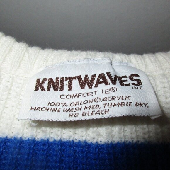 Knit Waves Pullover Sweater Women's Size 12 Rainbow Striped Crew Neck 3/4 Sleeve - Picture 4 of 6